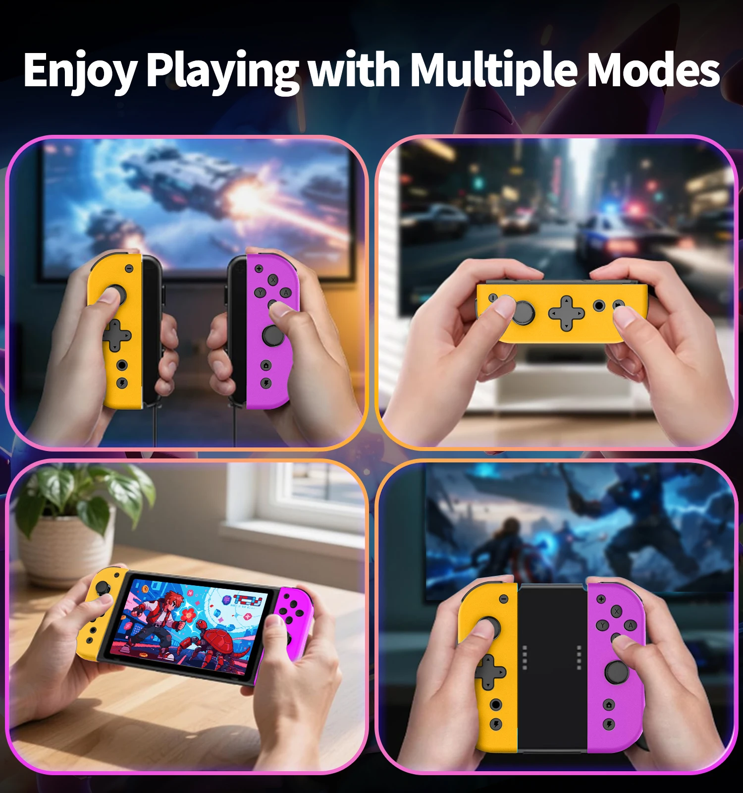 Controle Joy-Cons sem fio L/R para Nintendo Switch 1/OLED/Lite - Controle sem fio com vibração dupla e função de ativação._voghion.com