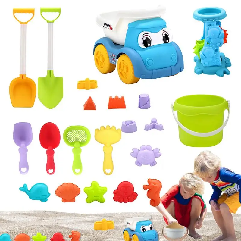 

Beach Toys Sand Castle Toy set Travel Sand Toys Sand Car and Water Tower Bucket Shovel Sand Molds Summer Activity Toy for kids