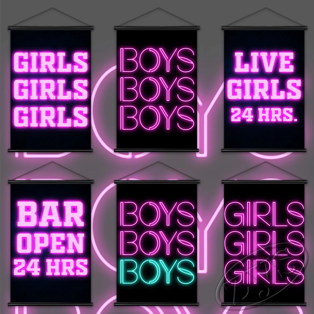 

HD Pint English Alphabet Posters Canvas Minimalist Wall Artwork Painting Neon Hanging Scrolls Modular Picture Home Room Decor