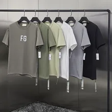 

Season 6 hot summer T-shirt Jerry Lorenzo fashion brand FG laser reflective logo 100 cotton hip hop oversize Unisex short sleeve