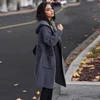 Autumn Winter Cardigan Hooded Sweater Women Jacket Korean Elegant Casual Loose Coats Solid Color Medium Long Knitwear Clothing