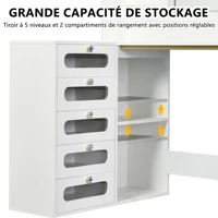 Rosahqnda Туалетный столик с зеркалом и туалетным столиком, Косметический столик, Туалетный столик для макияжа с ящиками, Современный, Белый — изображение 5