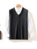 Men Wool V-neck Sweater Vest Pullover Autumn Winter Basic Casual Cashmere 100% Merino Wool Knitted Soft Sleeveless Waistcoat Top 6