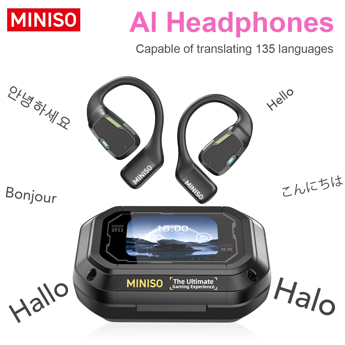 MINISO M98 Translator AI Wireless Earphone Office Chat ASMR Headset DIY APP