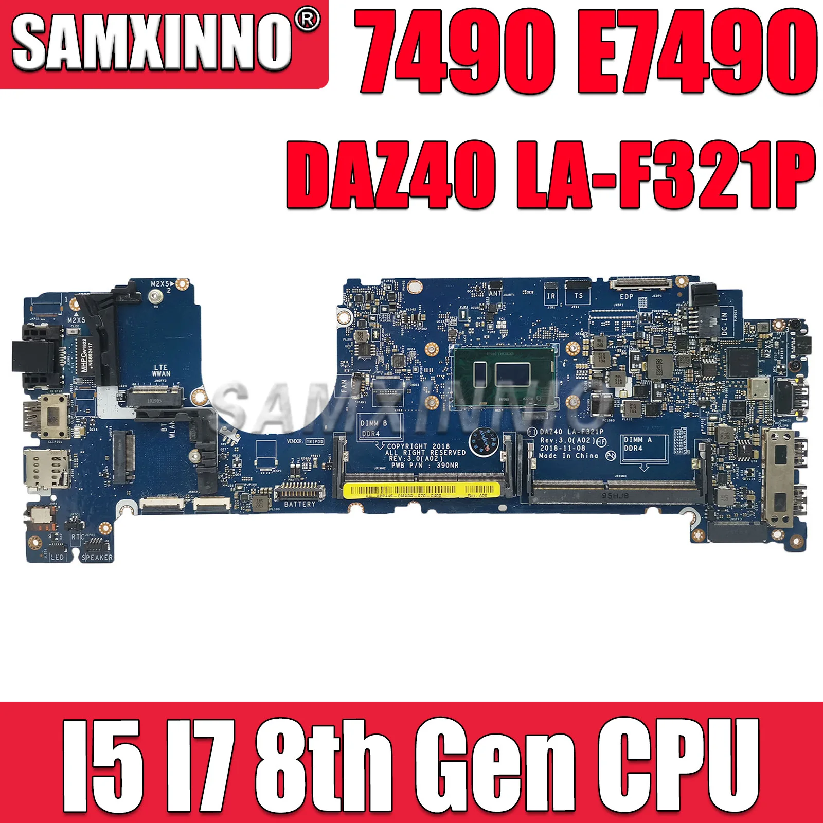 DAZ40 LA-F322P for Dell for Latitude 7490 E7490 Laptop Motherboard with