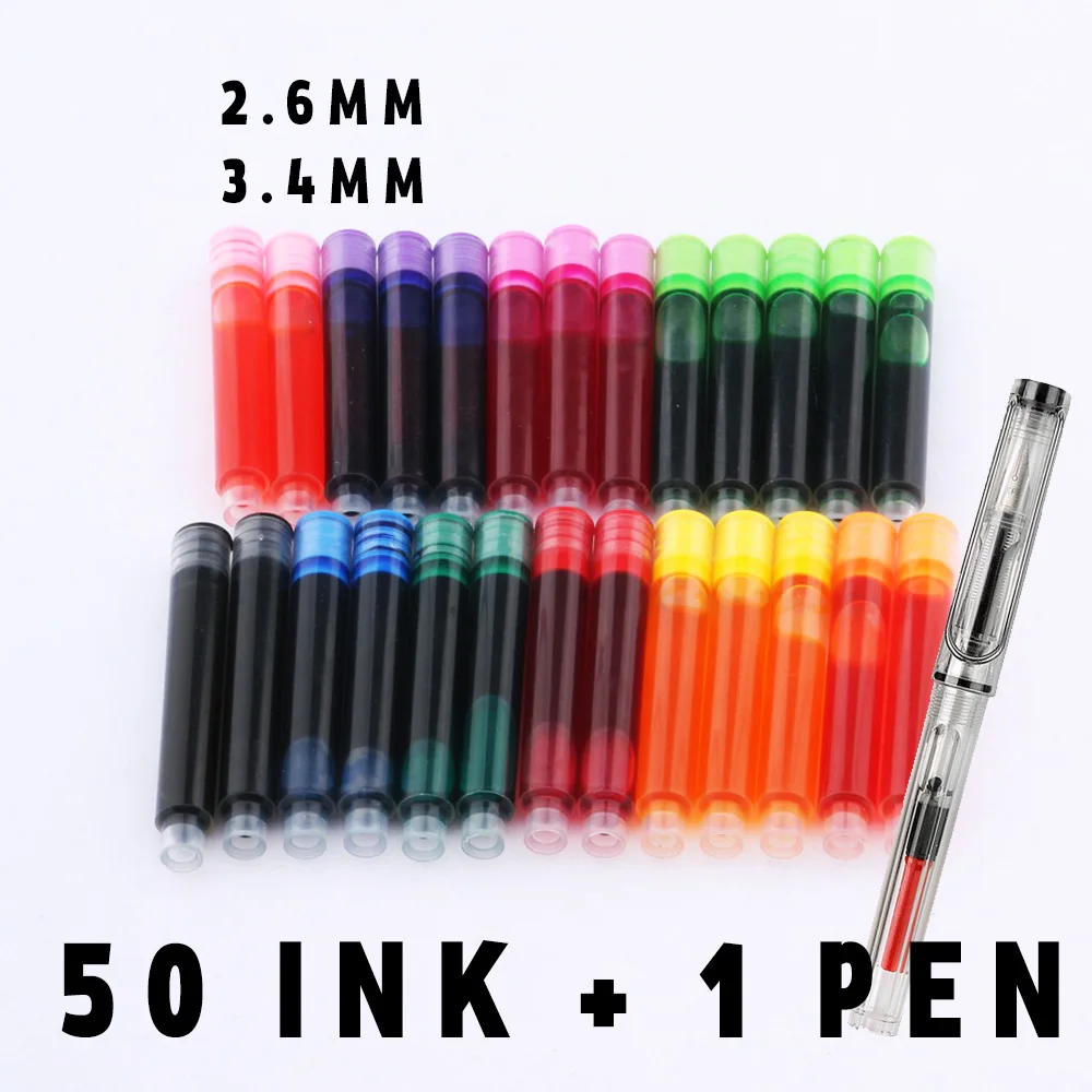 51pcs Fountain Pen ink refills diameter 2.6mm 3.4mm standards international Stationery Office supplies INK PEN 1sets 3d international chess epoxy resin molds chess pieces uv resin molds silicone for diy jewelry making supplies handmade