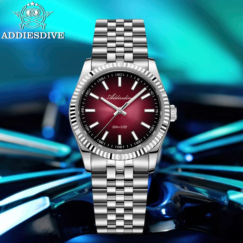 ADDIESDIVE Men's Watches 36mm Sunburst Sapphire Top Brand Dive Quartz Wristwatch 100M Waterproof Luminous Diving Watch for Men