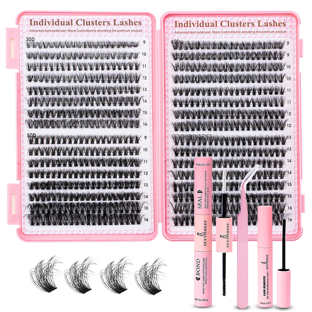 640pcs Lash Extension Kit DIY Mix Curl Individual Lashes Kit Explosive eyelashes Lash Bond Seal remove Tweezers lash extension kit fake eyelashes eyelash set