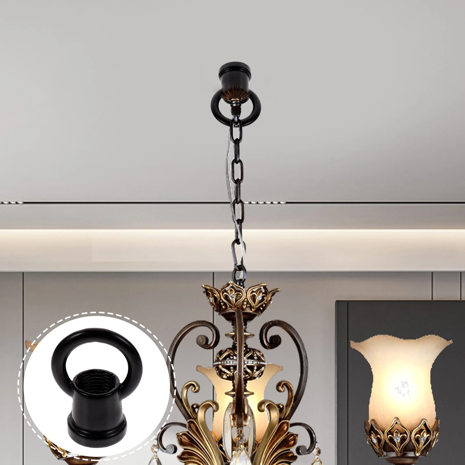 Zinc Alloy Black Chandelier Replacement Parts Ceiling Hooks