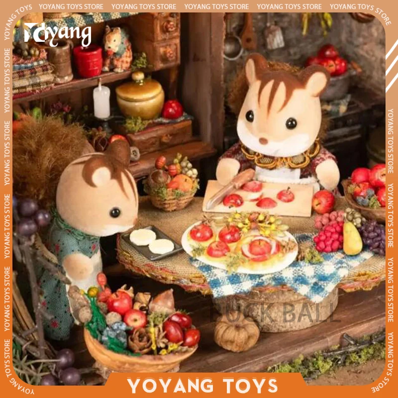 Original Sylvanian Family Figure Kawaii Mini Animal Series Set Chocolate Rabbit Family Maple Cat Statue Giocattoli Per Bambini Regali