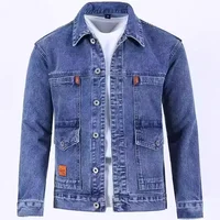 High Quality Casual Style Men's Denim Jacket Spring Autumn New Loose Workwear Top Trendy Collared Leisure Denim Coat