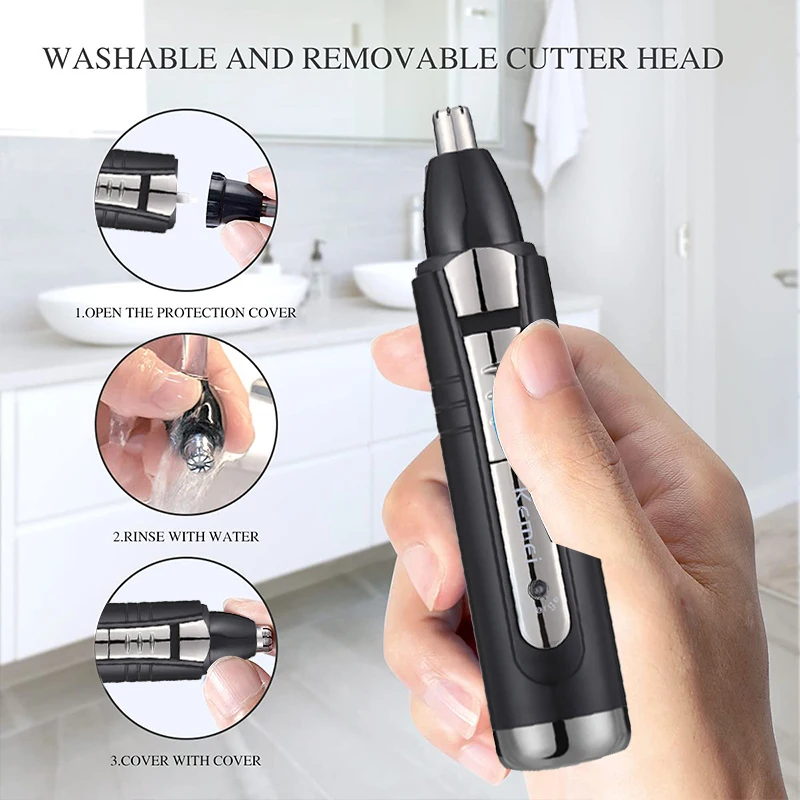Kemei Electric Nose and Ear Trimmer 2 In 1 Face Care Hair Trimmer for Men Personal Care Tools Small Clipper with Cutting Guides