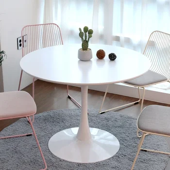 소형 원형 테이블, 모던 화이트, 심플한 북유럽 원형 테이블, 홈 발코니, 침실, 침대 옆, 차, 커피, 테이블 의자 세트