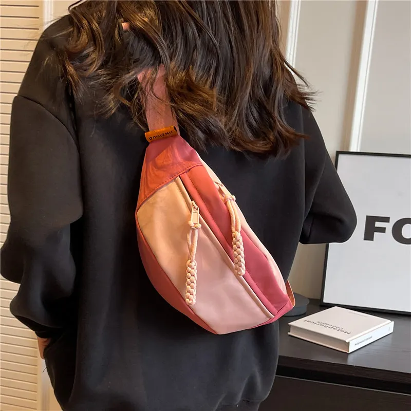 

Ladies Street Casual Style Chest Bag Simple Oxford Cloth Crossbody Bag Young People's Motorcycle Sports Versatile Waist Bag