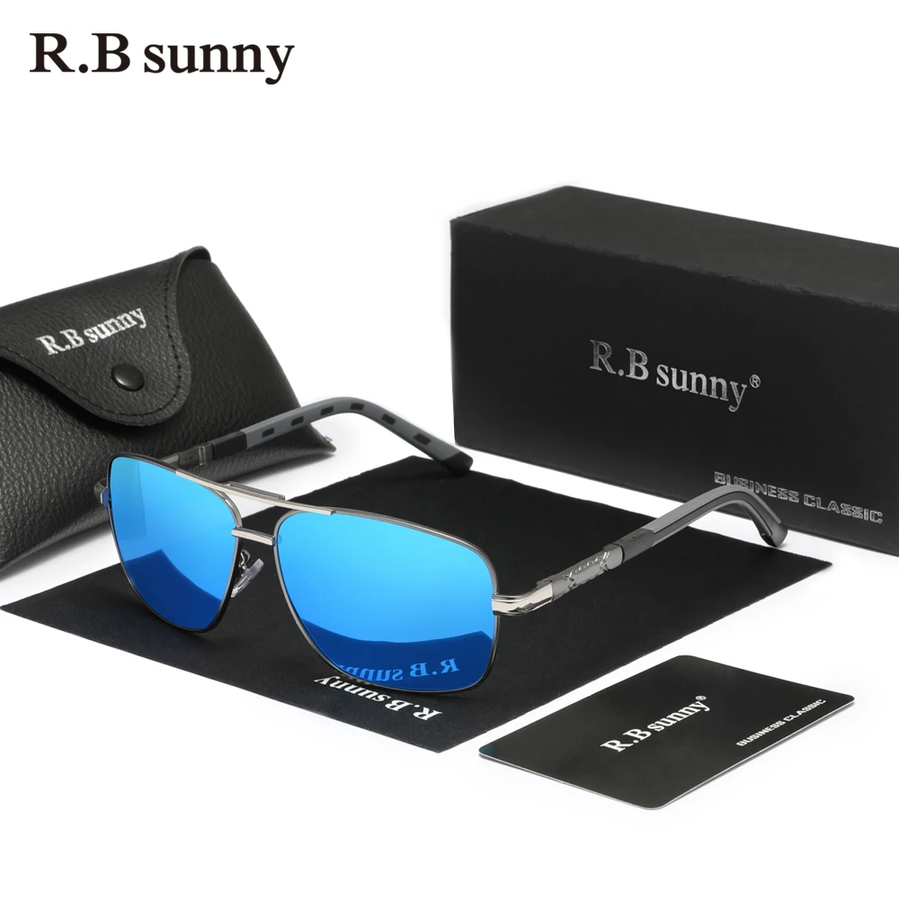RBsunny 알루미늄 선글라스, 남성 브랜드 파일럿 편광 UV400 여성 패션 프레임 직사각형 안경, 운전 스포츠 안경, 신제품