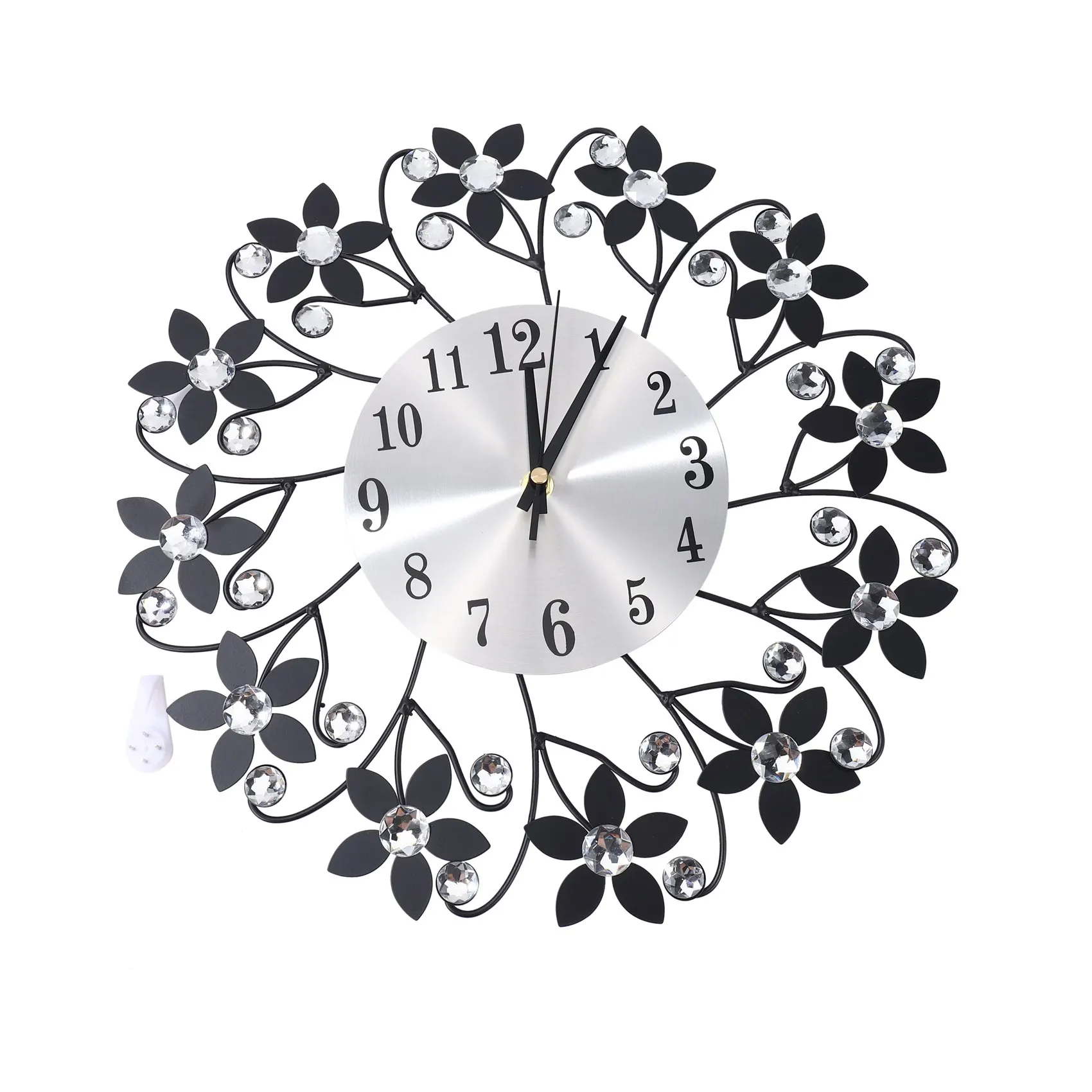 

3D Wall Clock Round Leaf Petals Metal Wall Clock Dial With Arabic Numerals Decorative Clock For Living Room Bedroom Office Sp