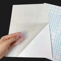 10 Sheets of Transparent Holographic Overlay Lamination Film - Self-Adhesive, Waterproof Vinyl Sticker Paper (15 Small Square)