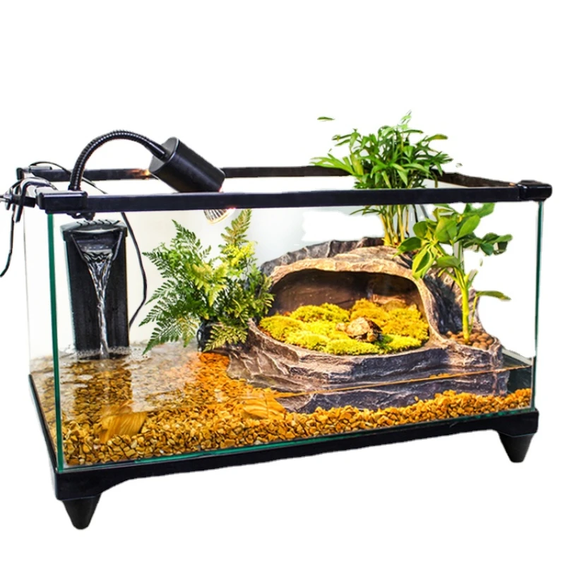 

Glass Household Provided with Balcony Villa Feeding Box Large Turtle Special Cylinder Ecological Fish Tank Basin Landscape