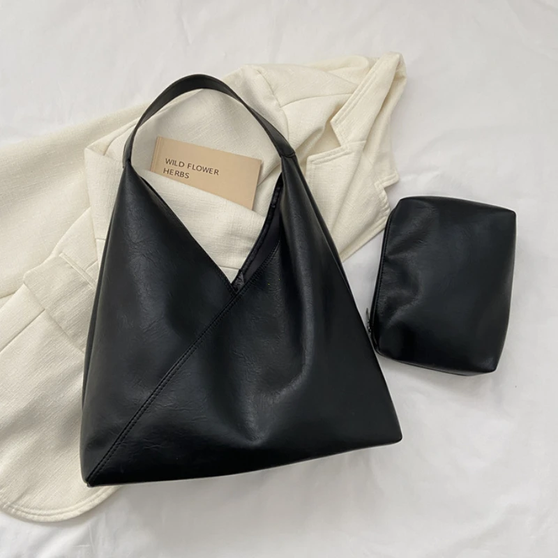 Retro Designer 2-IN-1 Shoulder Bags For Women Soft PU Leather 2026 Winter New Large Capacity Underarm Hobo Shopper Totes Handbag