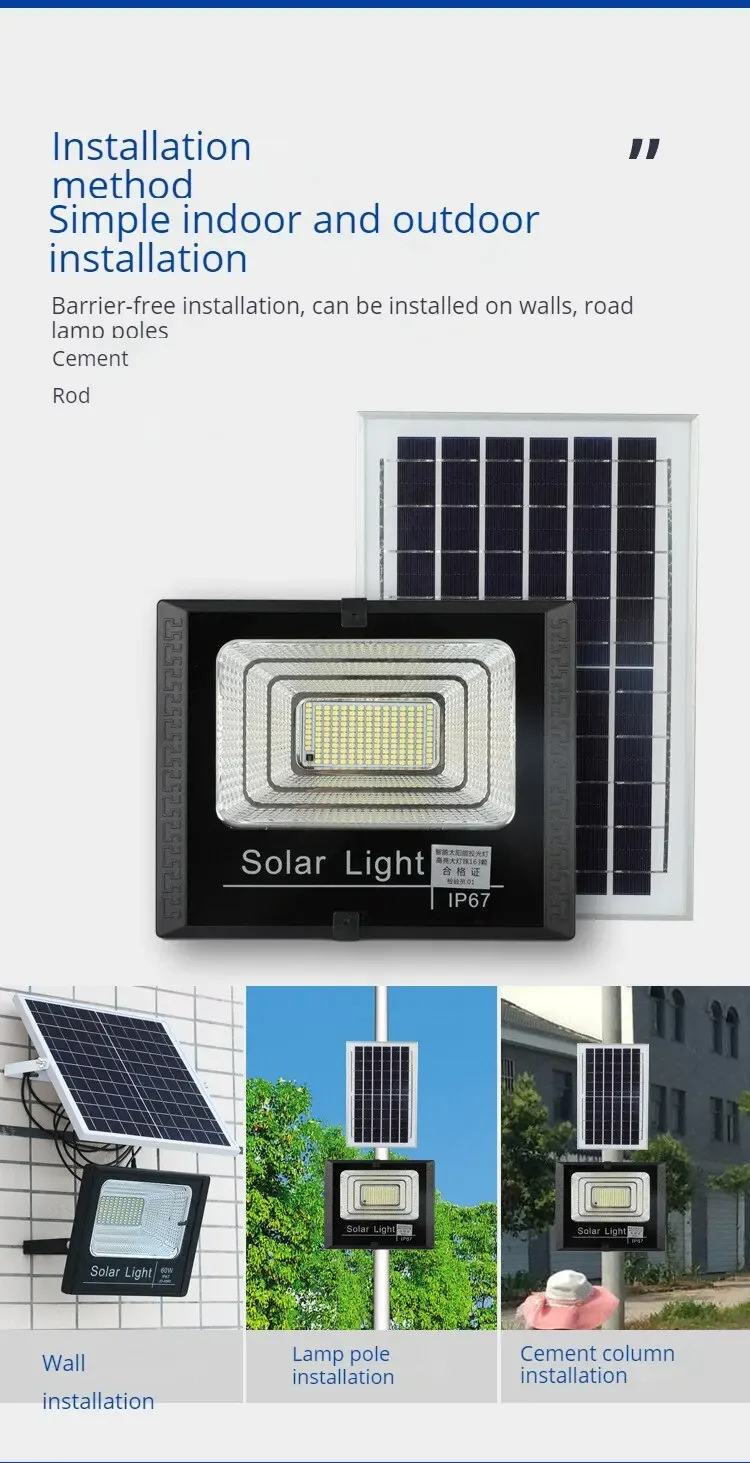 Description Picture 3 of item20W-400W solar lamp home outdoor courtyard lamp floodlight led high-power spot lamp IP67 Villa street lighting adjustable angle