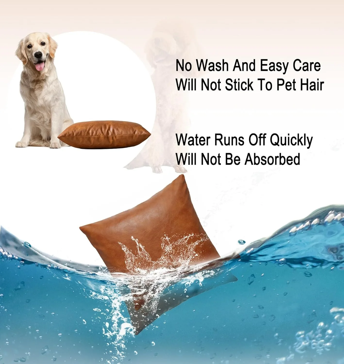 Description Picture 6 of itemLarge Throw Pillow Cover 50/60CM Faux Leather Decorative Cushion Cover Modern Solid Outdoor Luxury Pillowcase for Couch Sofa Bed