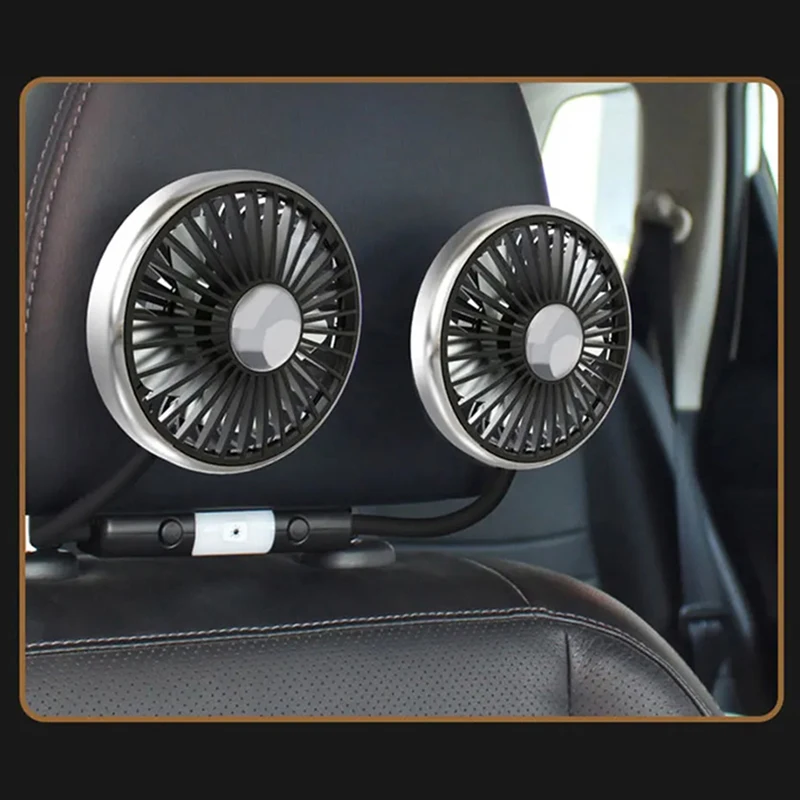 ABS Car USB Dual Head Cooling Fan for Rear Seat