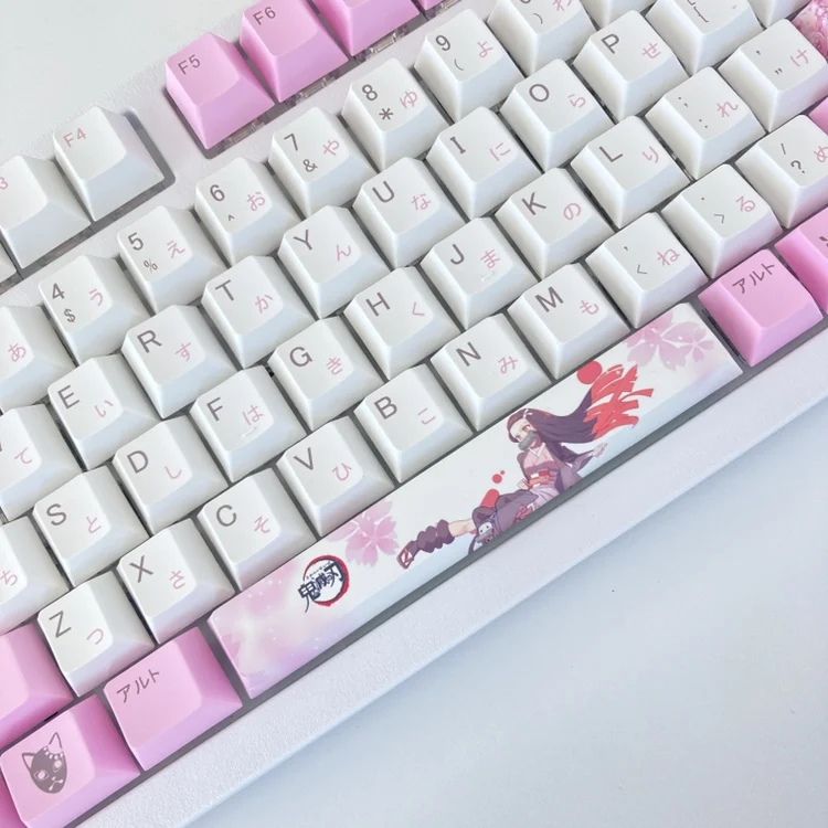 Chaves Demon Slayer Kamado Nezuko Keycaps Pbt Material Cereja Perfil Personalizado Keycap para mx Interruptor Teclado Mecânico 135 - Imagem 3