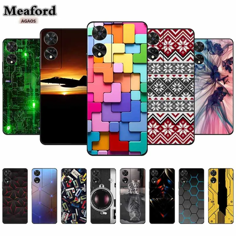 Black Geometric Silicone TPU Phone Case - Soft Back Cover Shield