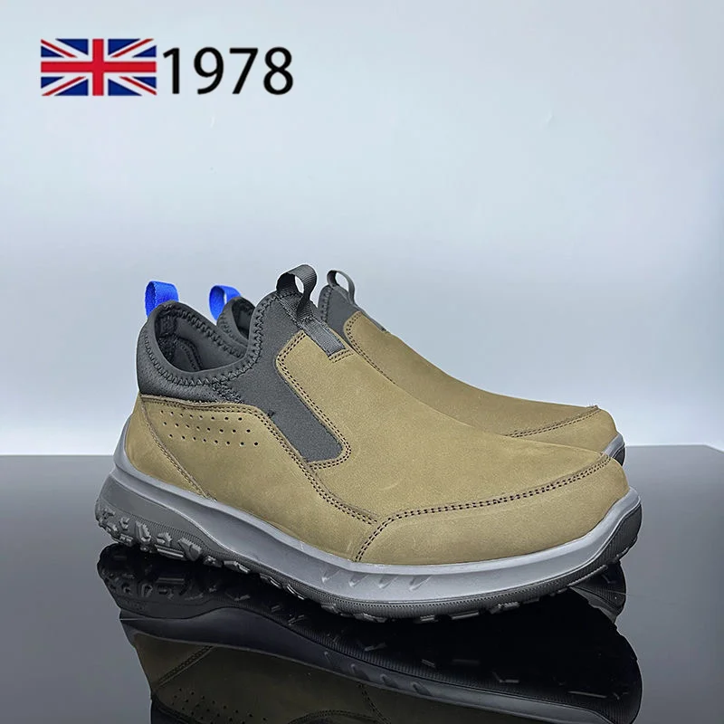 Men's casual sports shoes light comfortable breathable lazy shoes spring autumn walking solid color Genuine leather Men