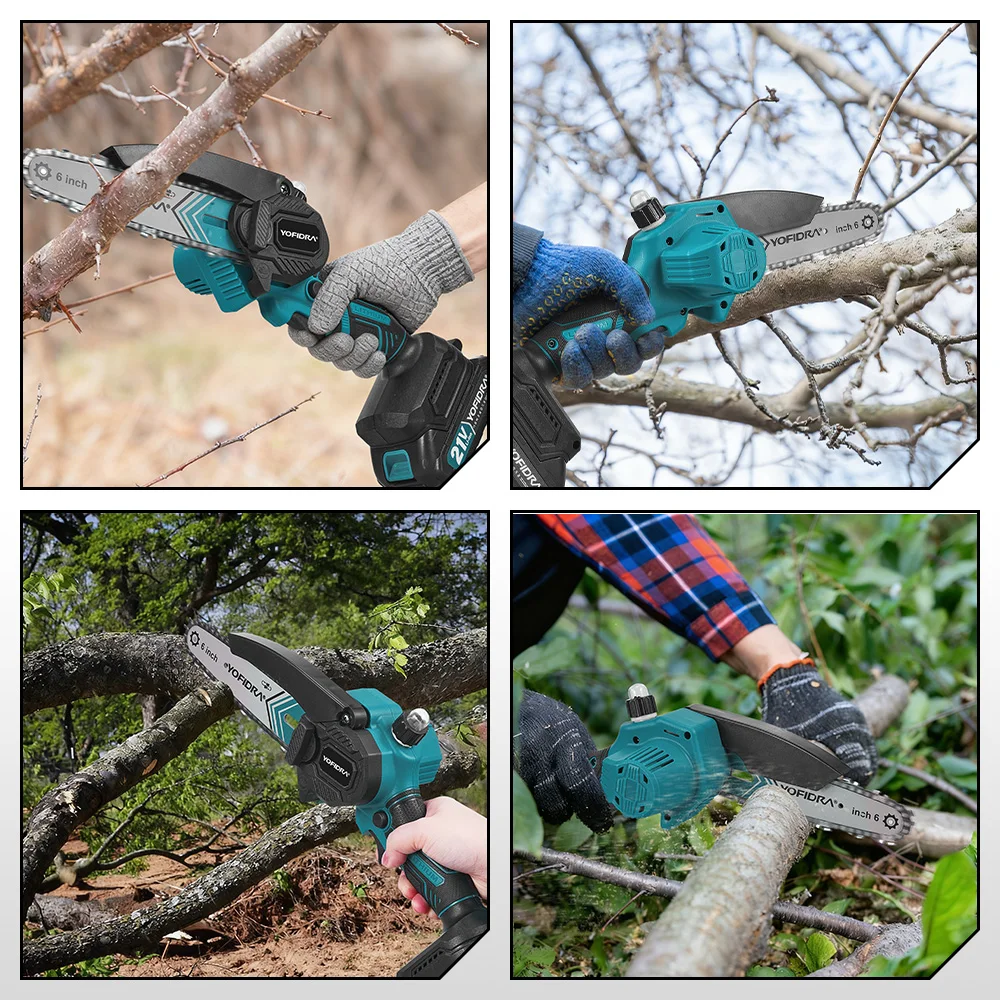 YOFIDRA Motosierra eléctrica de 6 pulgadas, sierra de poda para jardín, corte de madera. - Imagen 2