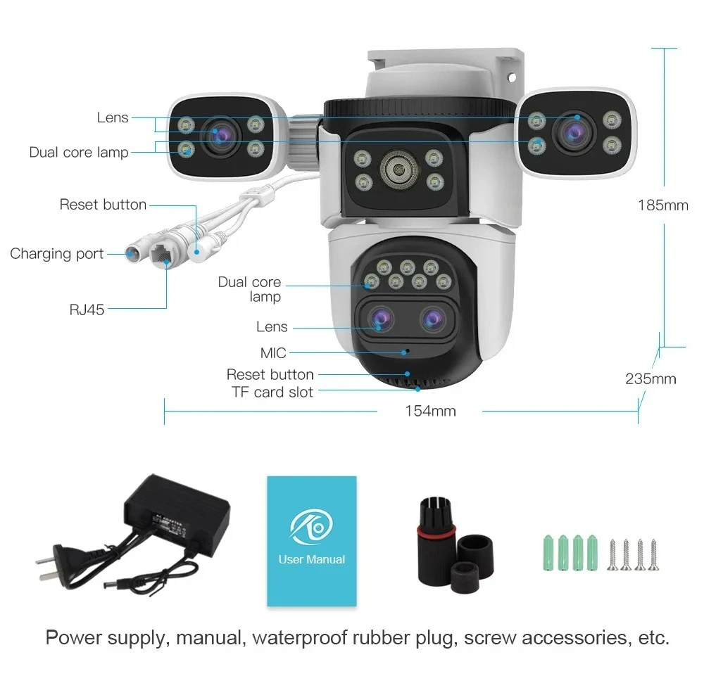 ANSVICAM 10K UHD WiFi6 20MP Outdoor Security Camera with 10X Zoom 3-Screens Four