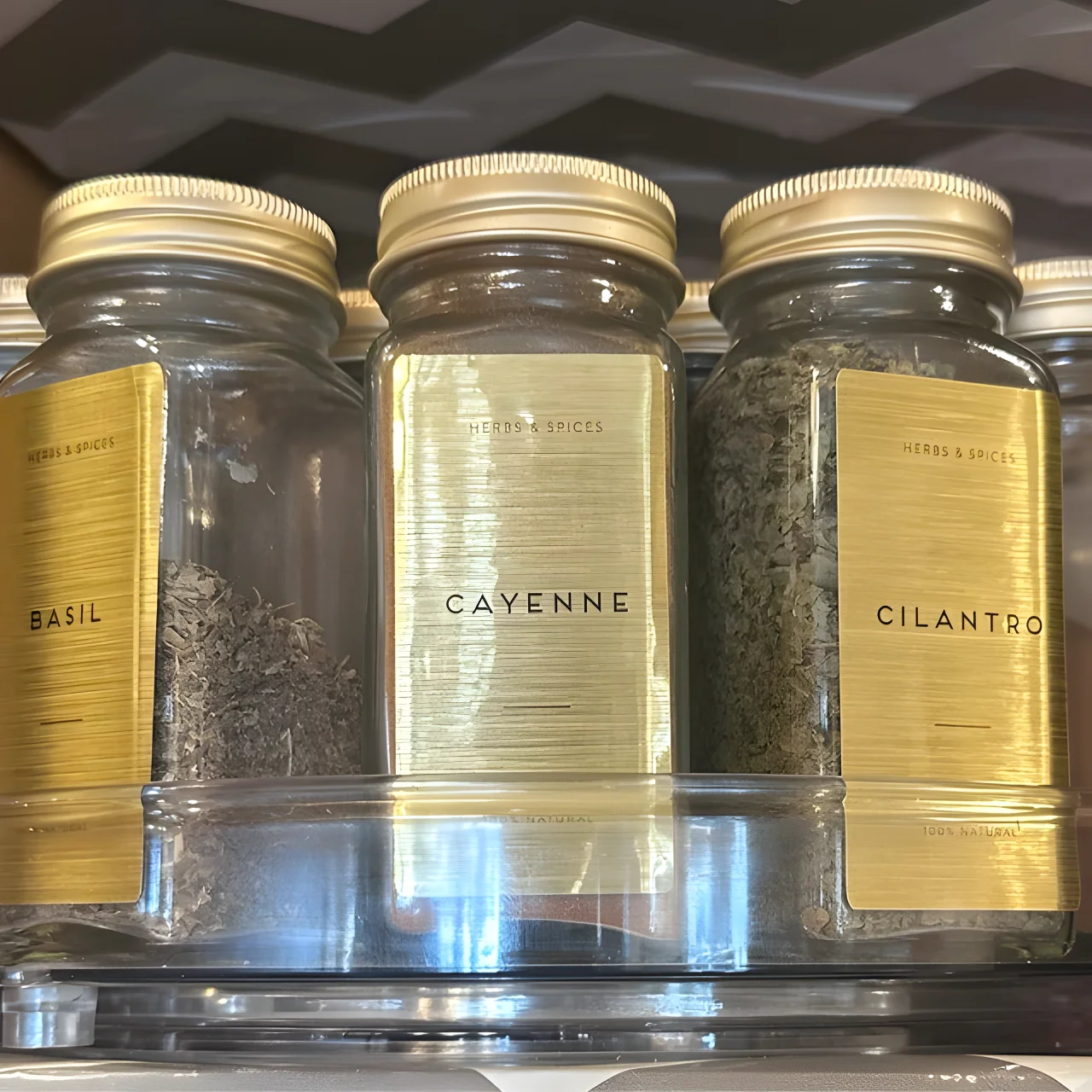 Gold Metallic Herbs and Spice Labels-List-Waterproof labels Water and Oil Resistant sizes