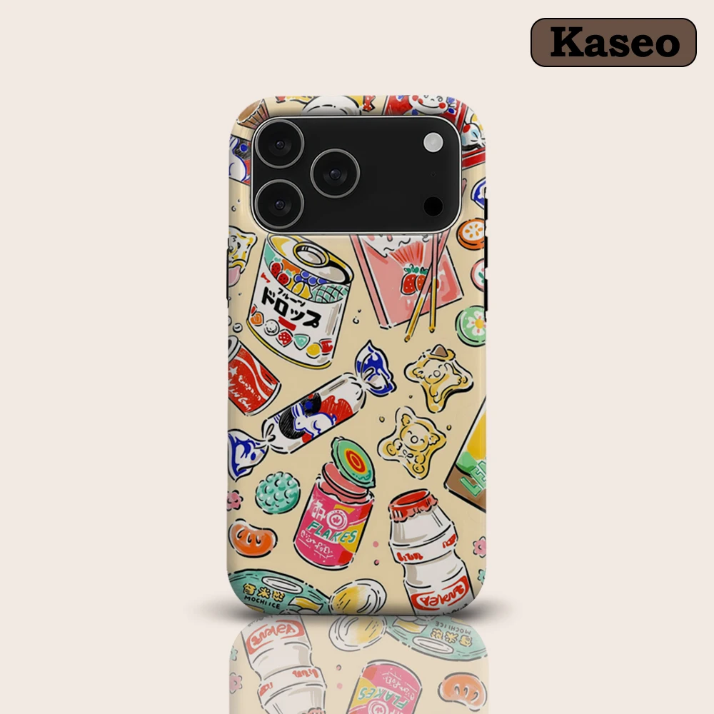Retro Japanese Snacks Design Magnetic Phone Case - Durable Tough Single/Double-layer Protection