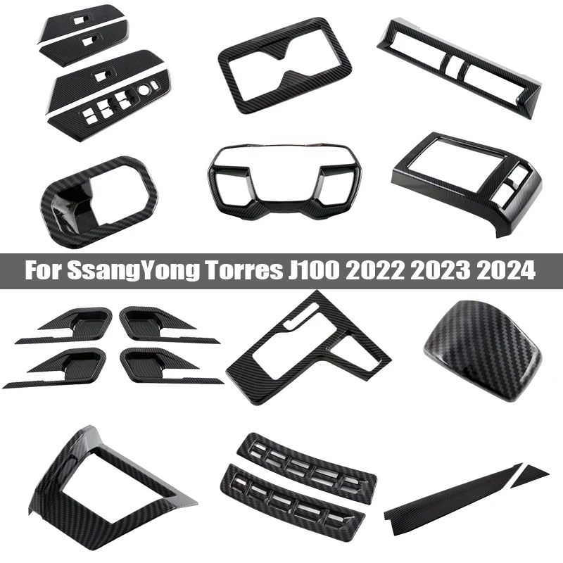 Per Ssangyong Torn 2022 2023 2024 Abs Carbon Interior Car Air Condition Outlet Console Gear Shift Head Window Lift Trim Panel