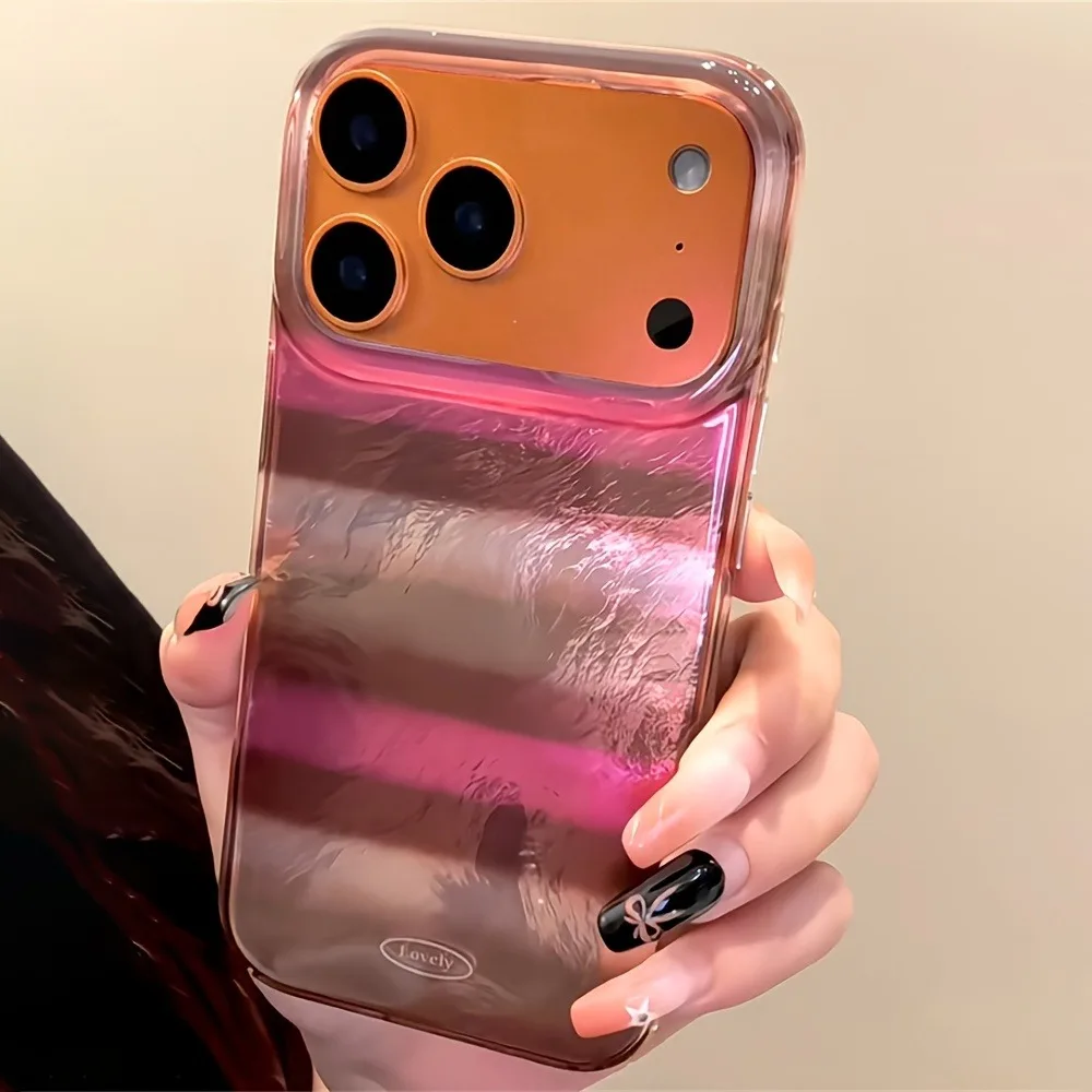 Elegant Rose Red & Brown Striped Glacial Pattern Phone Case Cover