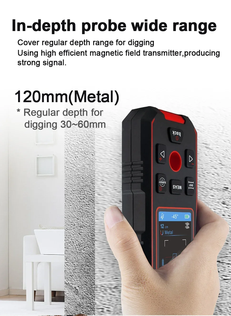Description Picture 4 of itemNF-518S Industrial Metal Detectors Metal Detector AC Cable Metal Pipes Rebar Multifunctional Wall Detector With Positioning Hole