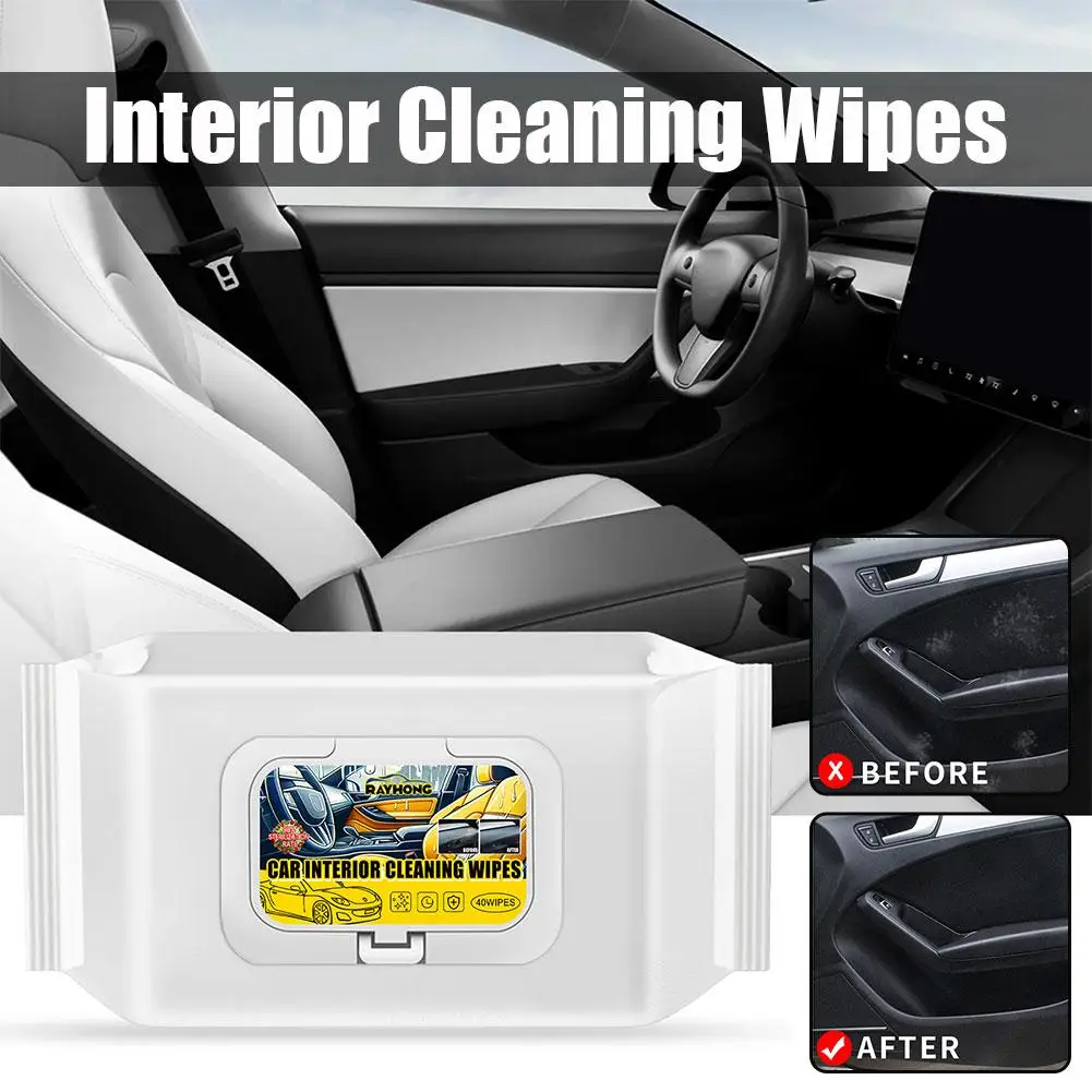 

40 шт., влажные салфетки для ухода за автомобильным салоном