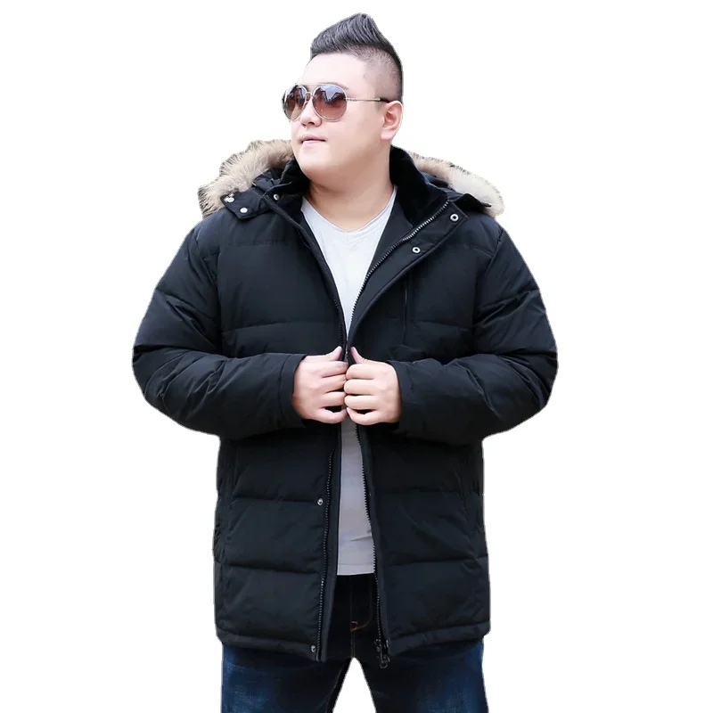 

new fashion high quality super large Men Casual Warm Thick Fur collar with hood Loose Down Jacket coat plus size XL-10XL