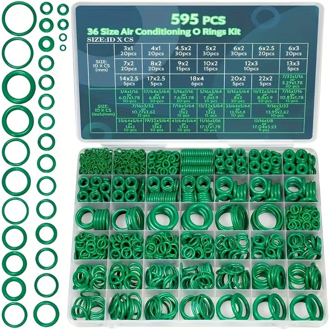 Kit d'assortiment de joints toriques pour climatisation, 595 pièces, 36 tailles, joint d'étanchéité de Type O, accessoires en caoutchouc, entretien 1