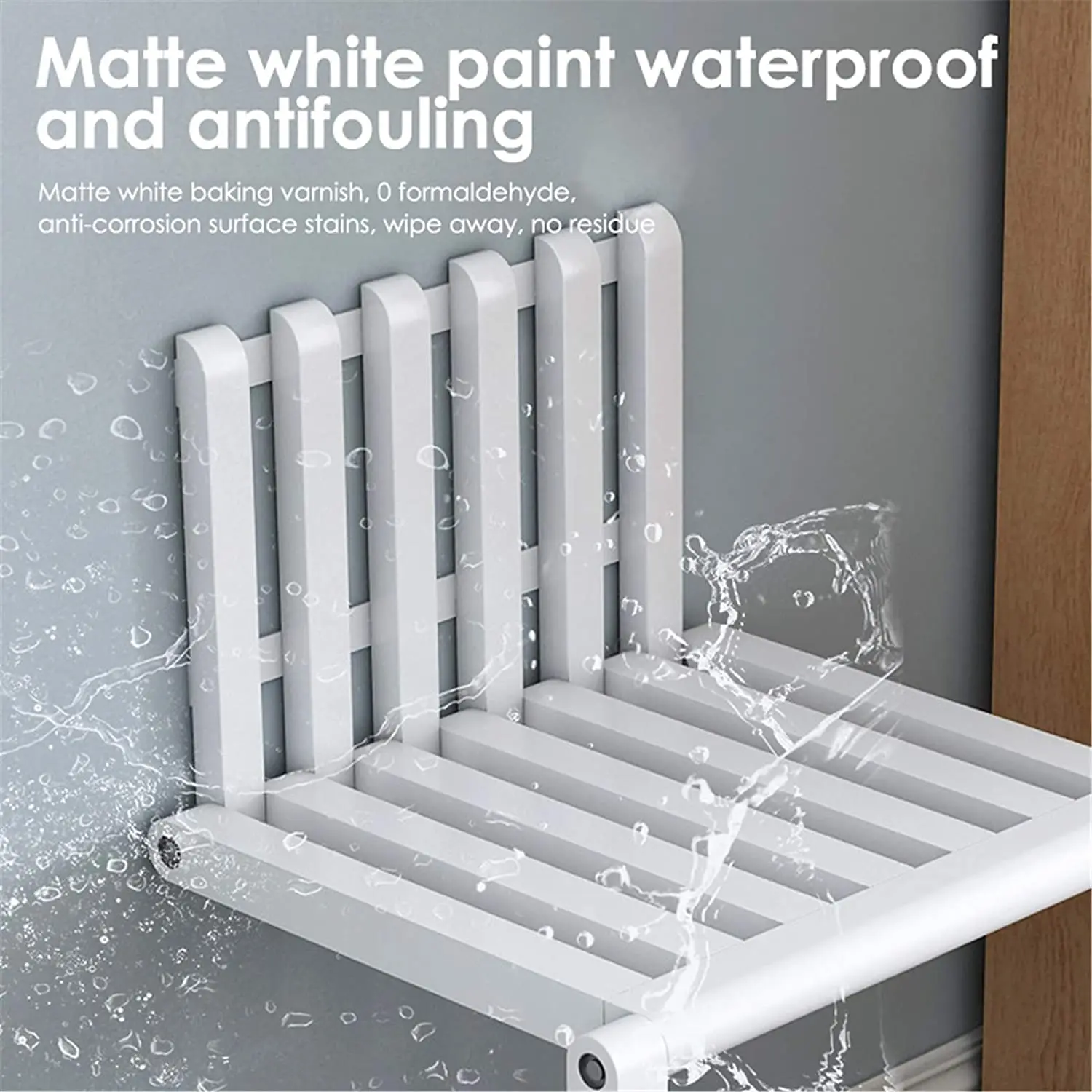 Folding Chair Wall Mounted Invisible Shoe Changing Stool Solid Wood Wall Seat Fold Away Stool Suitable For Various Occasions