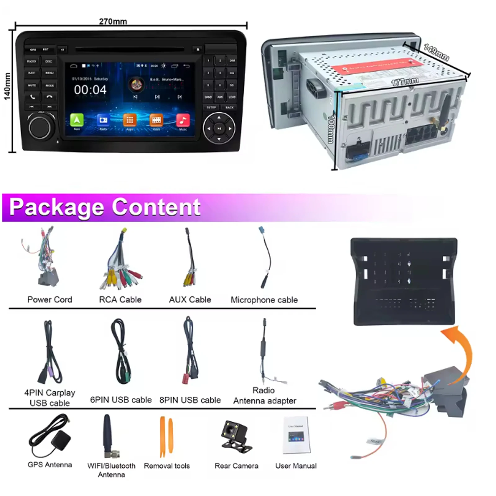 Android Car Radio for Mercedes Benz ML GL W164 X164 Multimedia Player Supports C