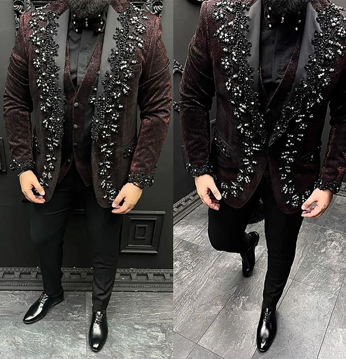 Smokings personnalisés avec perles en cristal pour hommes, vêtements de marié, blazer de mariage à un bouton, olympiques d'affaires, veste de soirée de Rh, 3 pièces, haute qualité