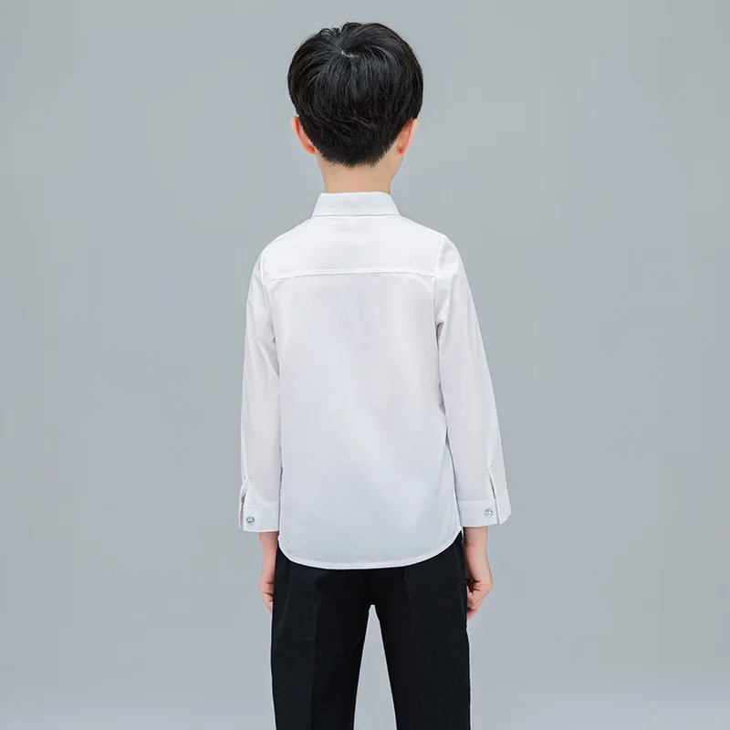 Baby Toddler Teenage Clothes School Uniform Boys Shirts White Long Sleeve Turn-down Collar Kids Shirt For Boys Children Tops - 4