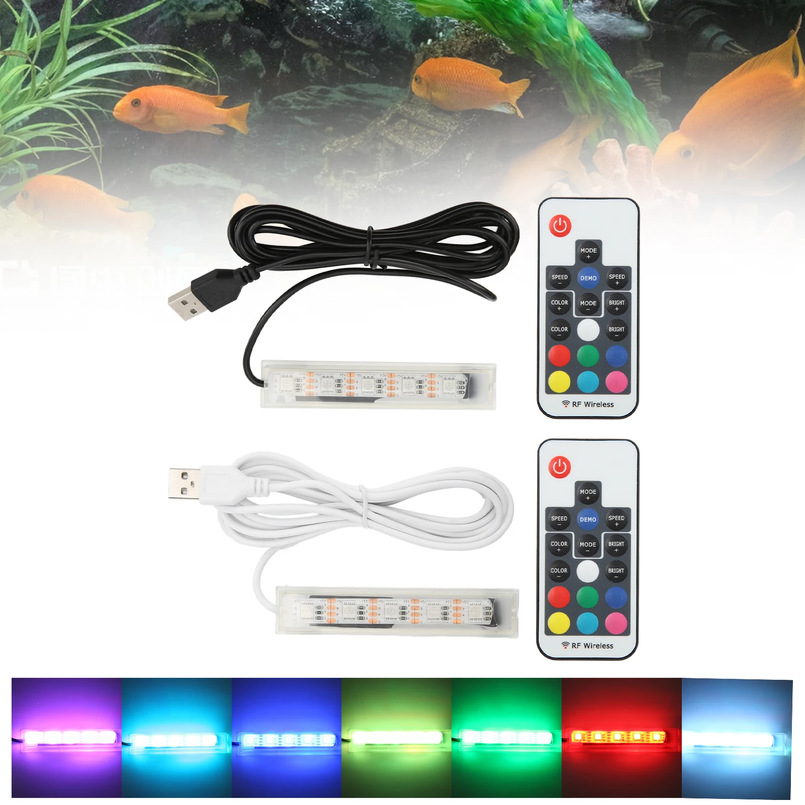 Fish Accessory Micro Aquarium Light USB Powered Remote Control Colorful LED Lamp for Landscape