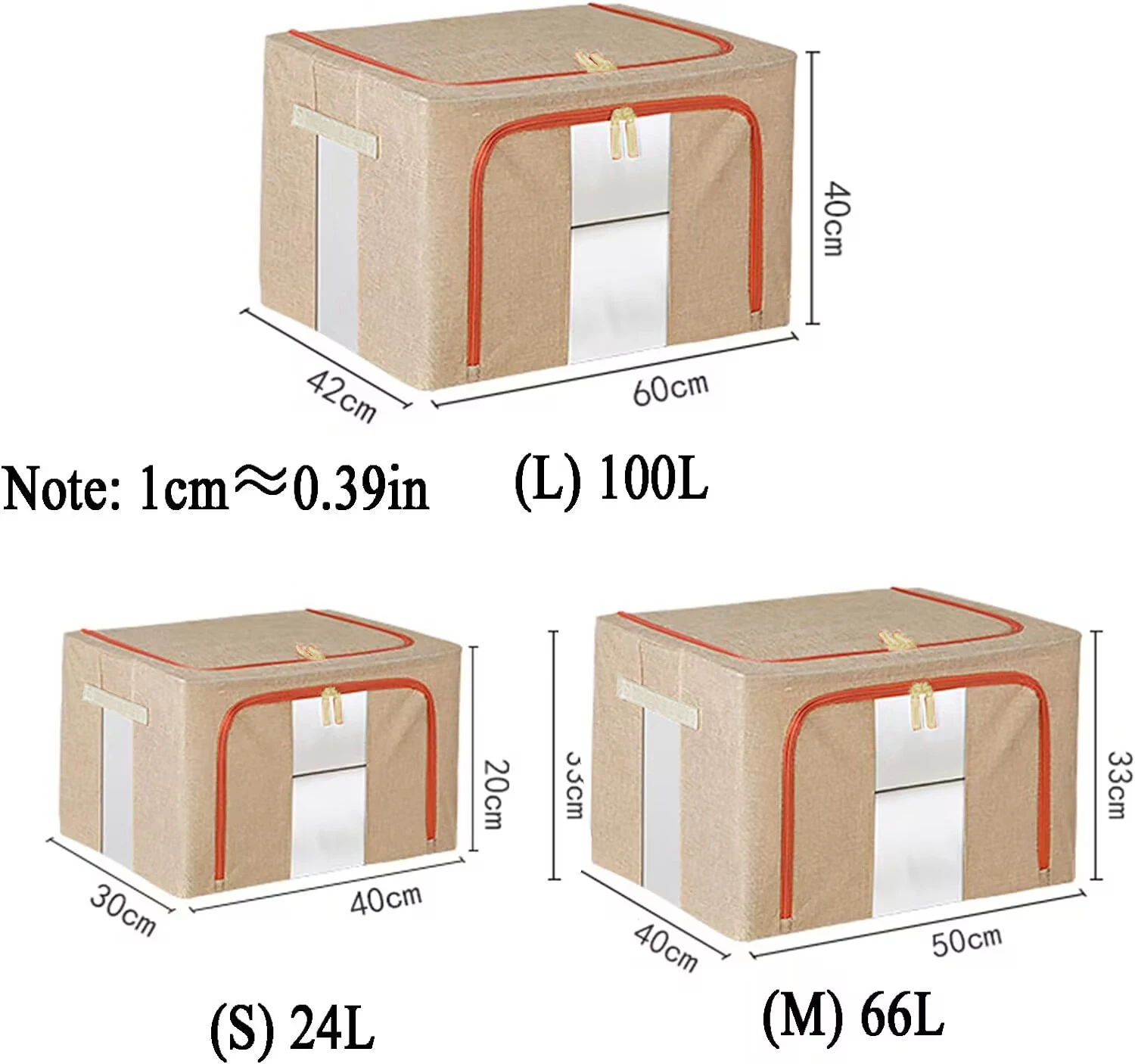 Clothes Storage Box Cotton Flax Large Foldable Large Capacity Clear Window Blanket Quilt Storage
