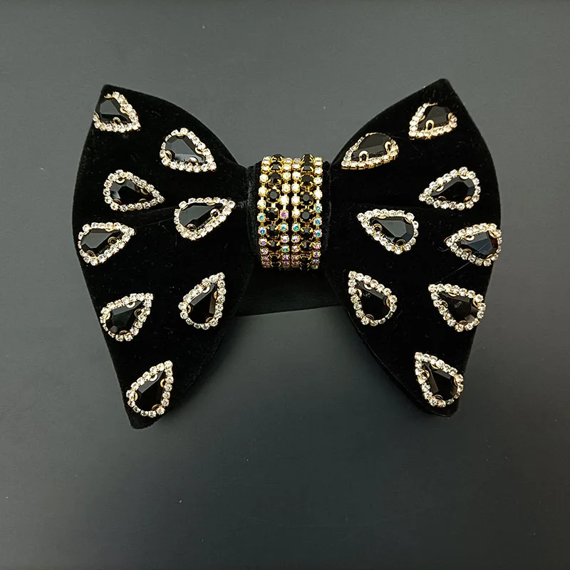 Luxus Hochzeit Samt Strass Fliege Original handgemachte Schmuck Geschenk Herren Business Bankett Anzug Hemd Zubehör Bowties – Detail 9