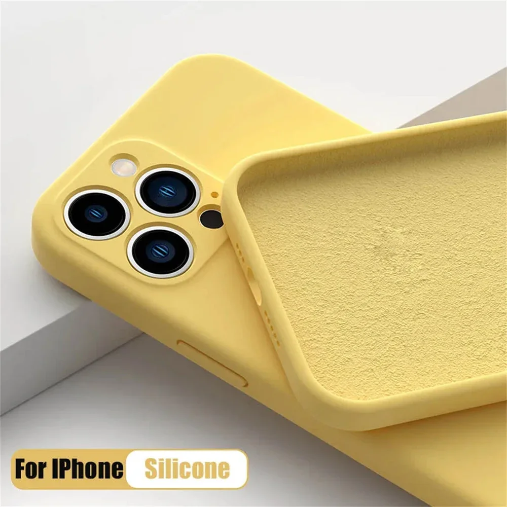 Vibrant Yellow Liquid Silicone iPhone Case - Sleek and Durable Cover