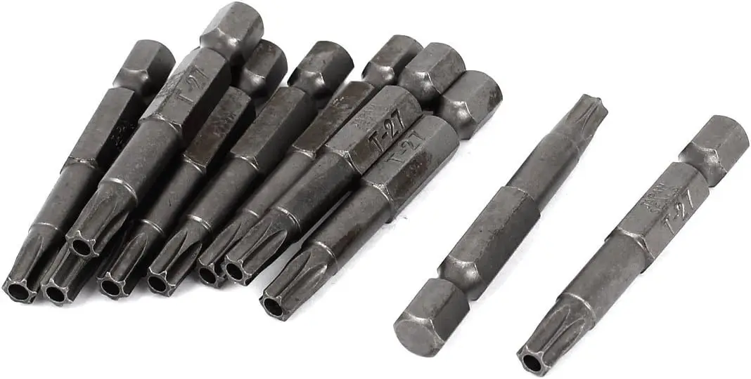 

5mm T27 Head Hex Shank Magnetic Security Torx Screwdriver Bits 10 Pcs Gray