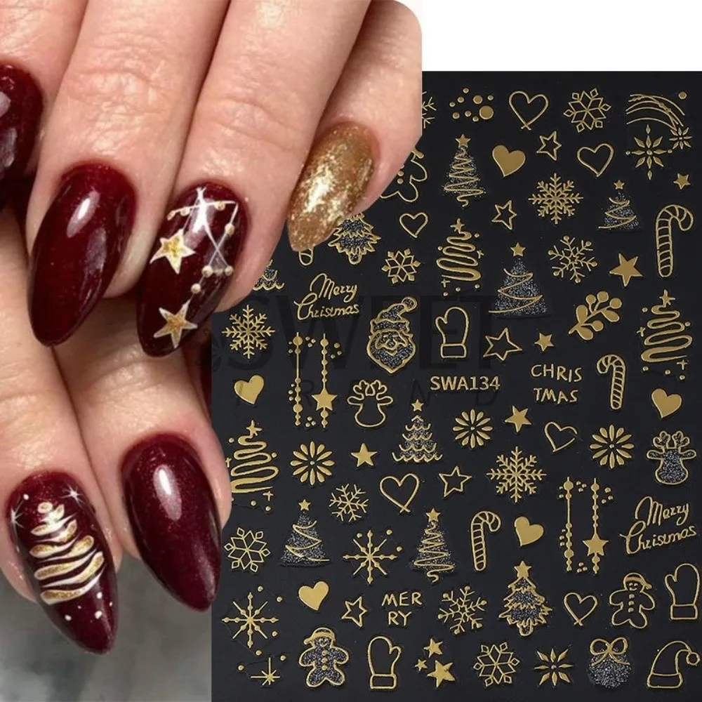 Snowflakes Reflective Glitter Nail Stickers 3D Design Sparkle Christmas Nail Decals Adhesive Nail Decals Christmas Season