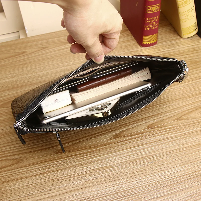 New Men's Genuine Leather Handbag Large Capaci Envelope Bag Faion Multi-Layer Handbag Crocodile Belly Hand-Held Bag